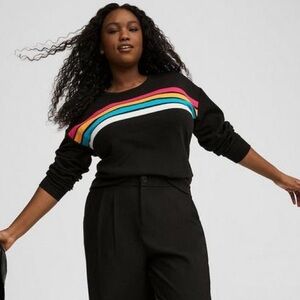 Torrid Black Sweater with Colorful Stripes